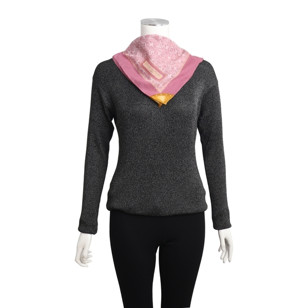 Cotton Monogram Square Scarf Pink