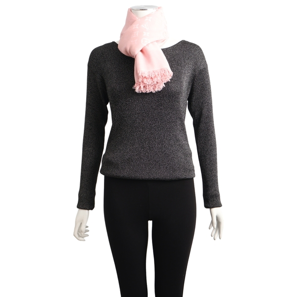 Silk/Wool Monogram Shawl Light Pink