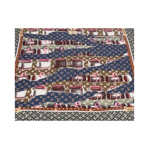 SilkĀ Monogram Wallpaper Scarf Burgundy, view 3
