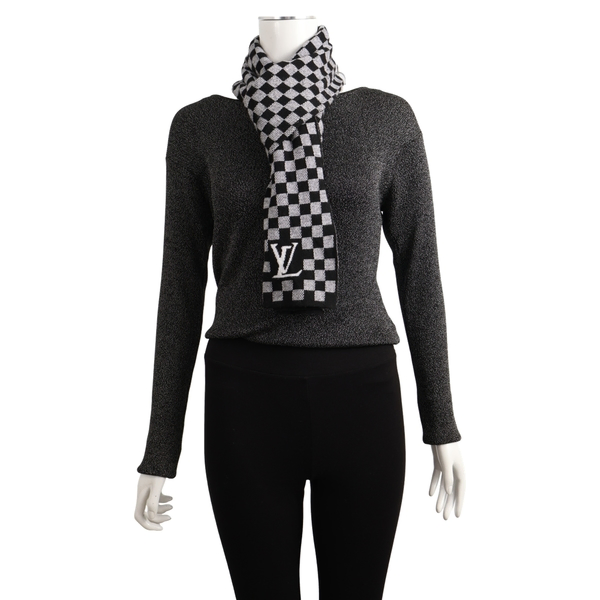 Mixed Material Damier Petit Scarf