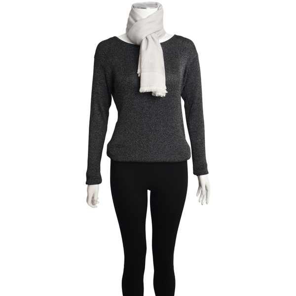 Mixed Material Scarf Grey
