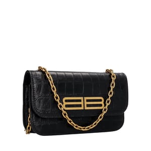 Croc Embossed Chain Wallet Black, view 2