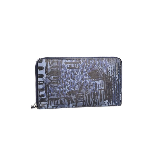Leather Seaside Printed Zip Wallet Navy/Black