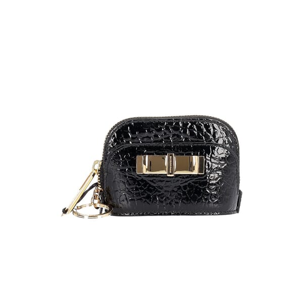 Patent Metal Bow Wallet Black