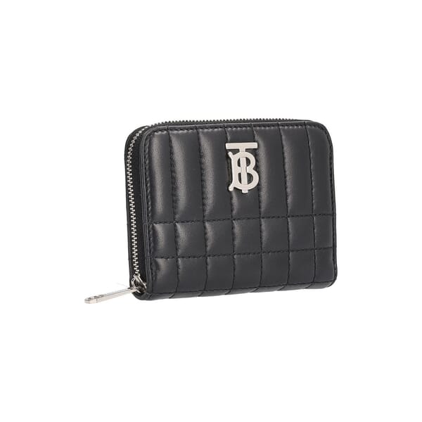 Quilted Leather TB Lola Zip Around Wallet Black