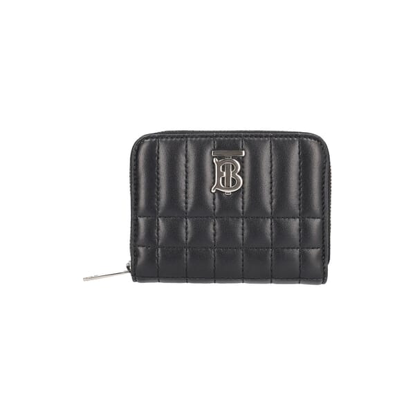 Quilted Leather TB Lola Zip Around Wallet Black