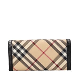 Patent/Coated Canvas Check Wallet Beige/Black, view 3
