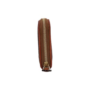 Leather/Canvas Check Zip Around Wallet Tan, view 4