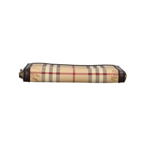 Canvas Check Zip Around Wallet Beige/Brown, view 6