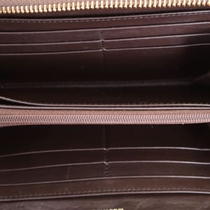 Canvas Check Zip Around Wallet Beige/Brown, view 7