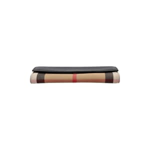 Leather/Canvas Check Wallet Beige/Black, view 6