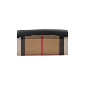 Leather/Canvas Check Wallet Beige/Black, view 3
