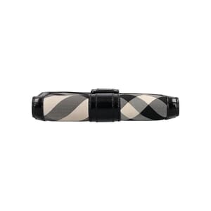 Patent/Nylon Check Continental Wallet Black/Grey, view 6
