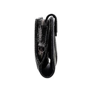 Patent/Nylon Check Continental Wallet Black/Grey, view 4