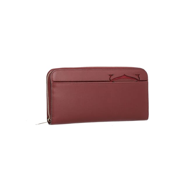 Leather Zippy Wallet Burgundy