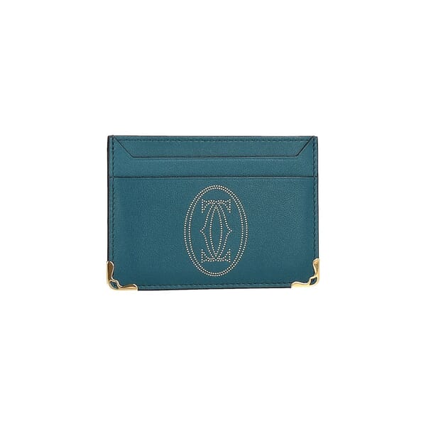 Leather Logo Card Holder Teal