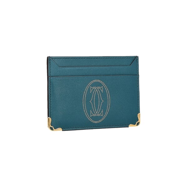 Leather Logo Card Holder Teal