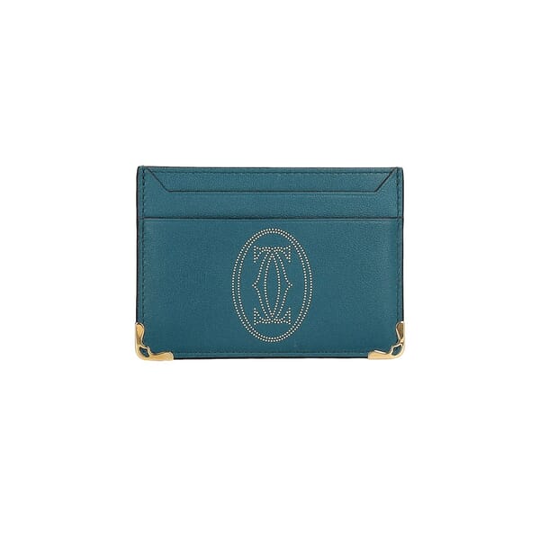 Leather Logo Card Holder Teal