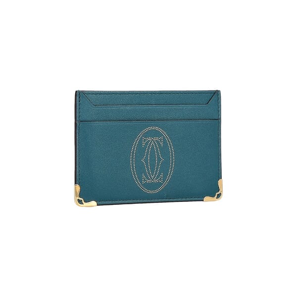 Leather Logo Card Holder Teal