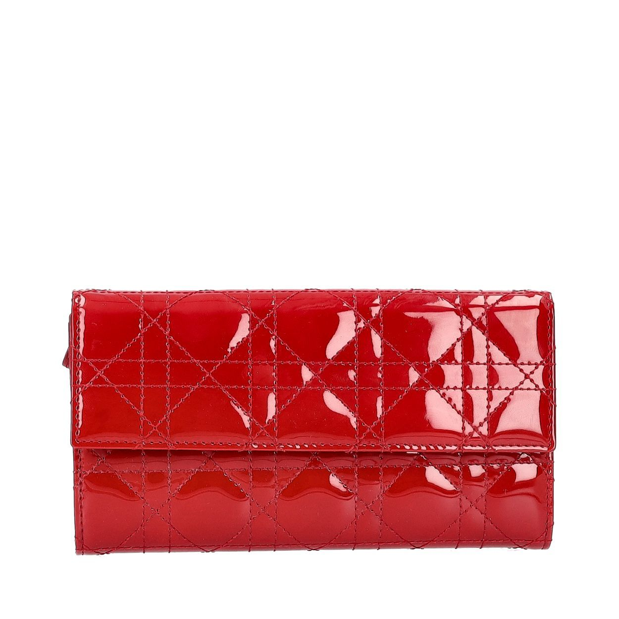 即発送【DIOR】ディオール★RED PATENT LADY WALLET【ランクAB】 Dior Red Patent Lady Dior Chain Wallet | Consign of the Times ™