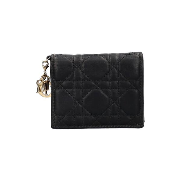 Cannage Leather Card Case/Wallet Black