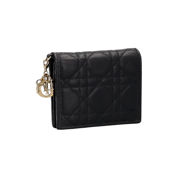 Cannage Leather Card Case/Wallet Black