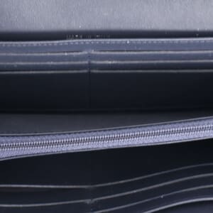 Chevron Leather Long Boy Flap Wallet Navy, view 7