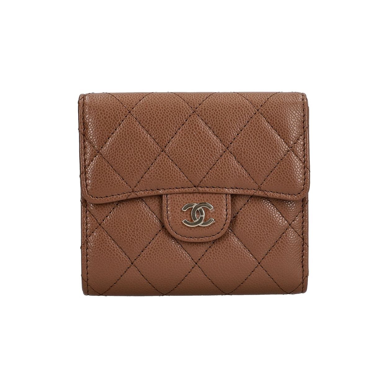 Caviar Classic Small Flap Wallet Brown