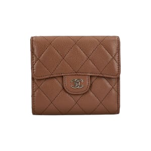 Caviar Classic Small Flap Wallet Brown