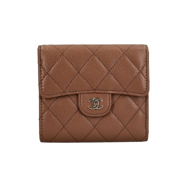 Caviar Classic Small Flap Wallet Brown