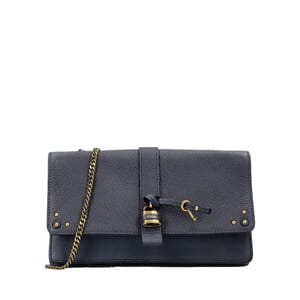 Leather Aurore Chain Wallet Navy