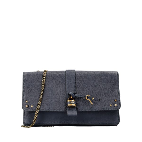 Leather Aurore Chain Wallet Navy