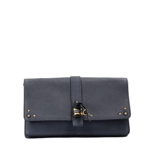 Leather Aurore Chain Wallet Navy, view 3