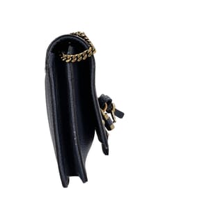 Leather Aurore Chain Wallet Navy, view 5