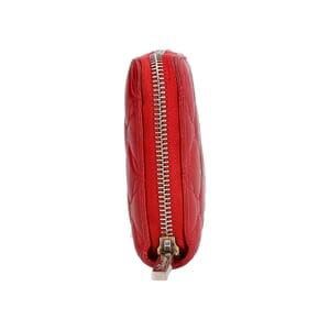 Leather Quilted Zip Around Wallet Red, view 5