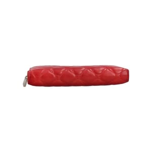 Leather Quilted Zip Around Wallet Red, view 6