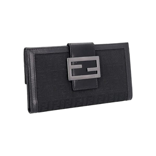 Leather/Canvas FF Continental Wallet Black