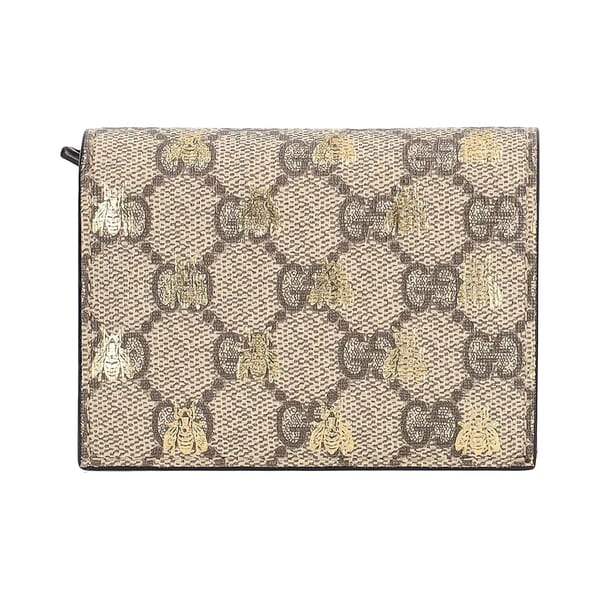 Supreme GG Bee Card Case Wallet Beige/Ebony