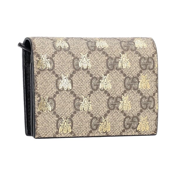 Supreme GG Bee Card Case Wallet Beige/Ebony