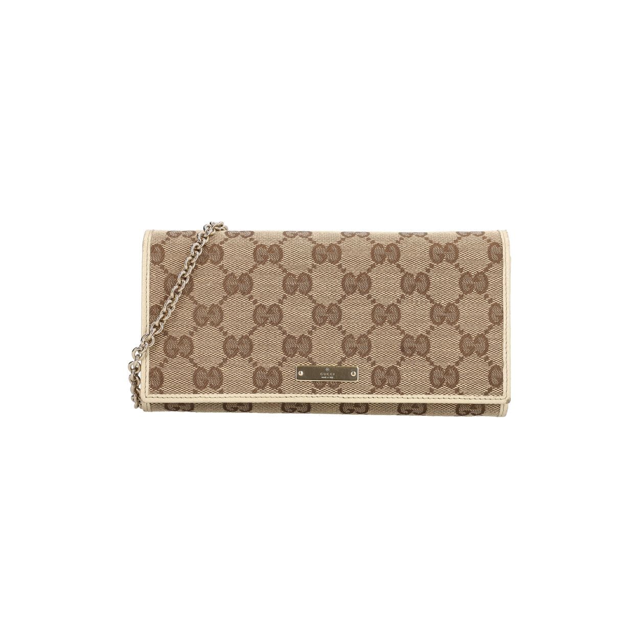 GUCCI Canvas GG Chain Wallet Beige/Ivory | Luxity
