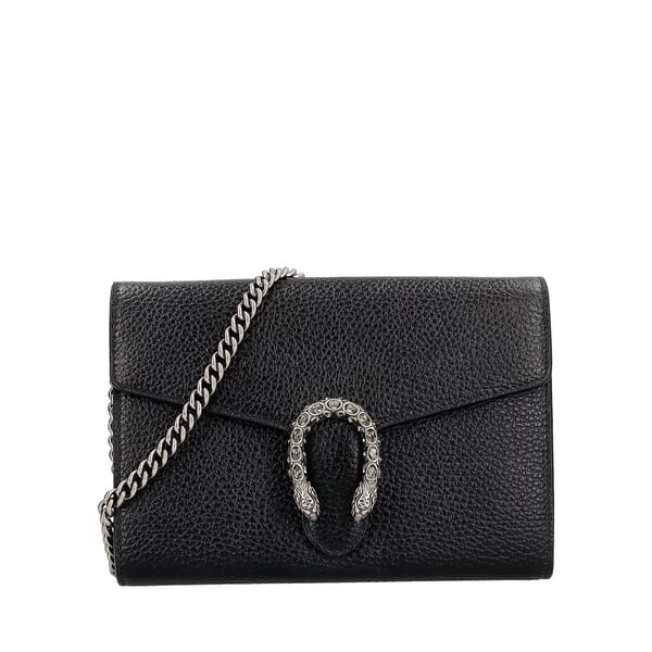 Leather Dionysus Chain Wallet Black