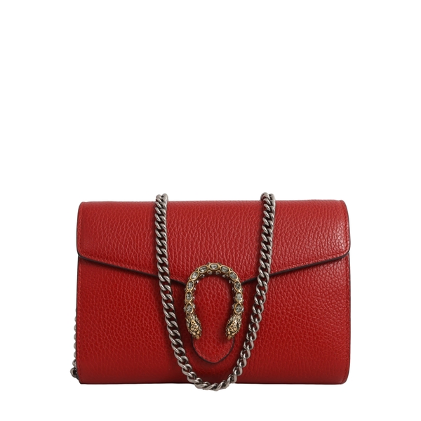 Leather Dionysus Chain Wallet Red