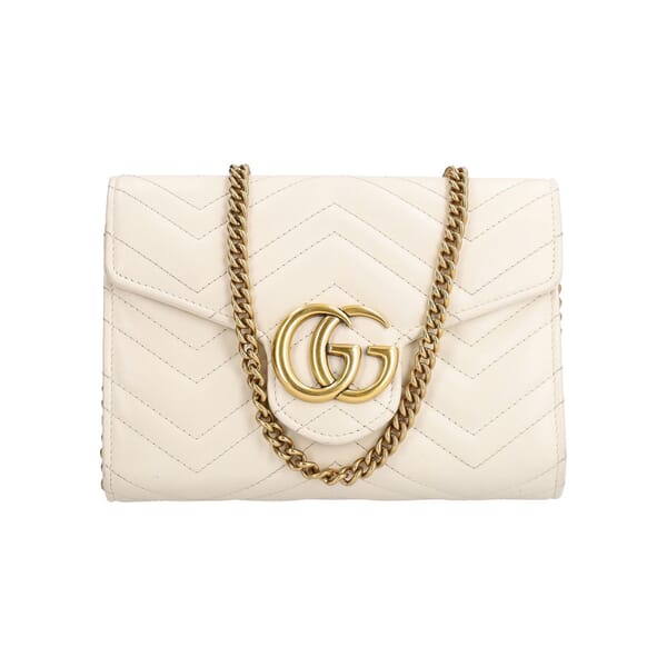 Marmont GG Chain Wallet Ivory