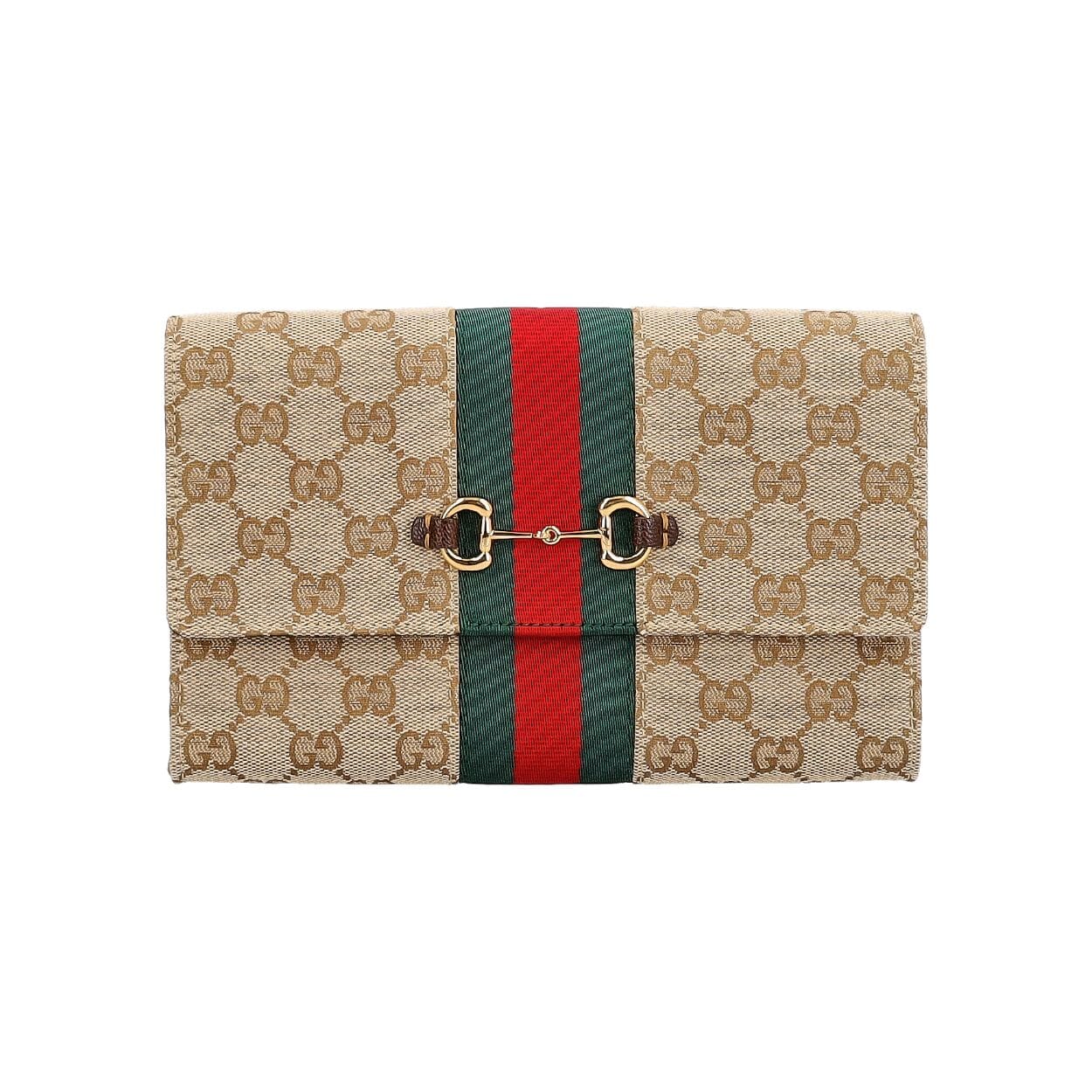 Canvas GG Horsebit Web Wallet Beige/Ebony