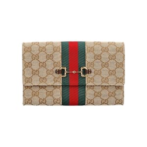Canvas GG Horsebit Web Wallet Beige/Ebony