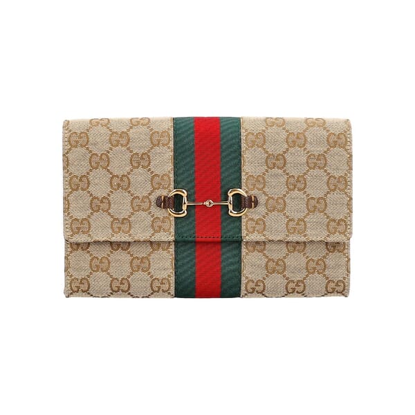 Canvas GG Horsebit Web Wallet Beige/Ebony