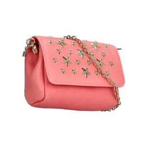 Leather Star Studded Mini Shoulder Bag Pink, view 3