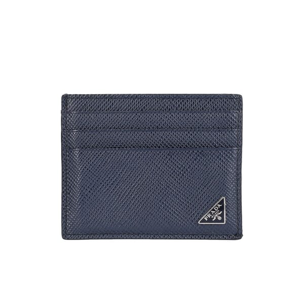 Saffiano Logo Card Holder Navy
