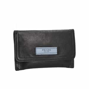 Leather Ettiquette Compact Wallet Case & Card Holder Set Black, view 2