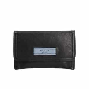 Leather Ettiquette Compact Wallet Case & Card Holder Set Black